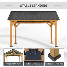 Outsunny 11' x 13' Hardtop Gazebo with Galvanized Steel Roof, Wooden Frame, Natural/Black