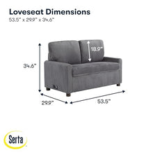 Serta® Darnold 53.5" Pull-Out Sleeper Loveseat, Twin Size, Dreamcoil® Comfort, Memory Foam Pull-Out Mattress, USB-C and USB-A Power Ports, Soft Corduroy Fabric, Grey