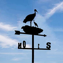 Durable Retro Crane Silhouette Weather Vane Garden Wind Direction Indicator Metal Weathervane Patio Yard Wind Vane Measuring Tool Supplies Craft Decoration (B) (A)