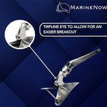 MarineNow Stainless Steel CQR Boat Anchor Hinged Plow Style 44 LBS