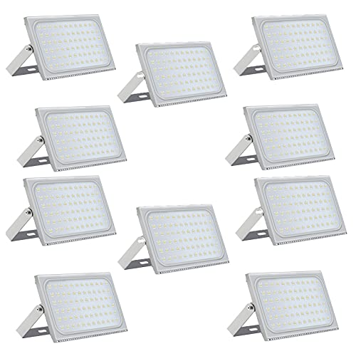 Viugreum 10PACK 500W LED Flood Lights Outdoor, Waterproof IP65 40000LM Wall Washer Light Super Bright Security Lights for Garden, Yard, Stadium, Warehouse, Square, (500W Cold White), Ship from USA