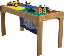 Table Toys Lego-Compatible Table with Mesh Net, Solid Wood, Multi Color