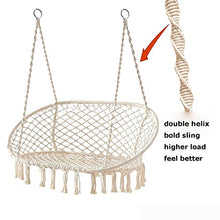 QUGURLID Hammock Chair 2 Seat with 2 Sets of Suspension Accessories, Hanging Cotton Ropes, Metal Frame,Swing Hanging Chair,for Hammock Stand (a)