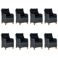 Molumvel 9 Piece Patio Dining Set, Outdoor Garden Furniture Table and 8 Chairs with Cushions, Dark Gray Poly Rattan