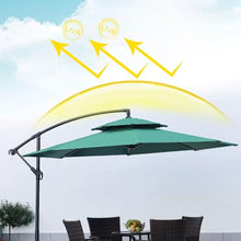EHCBFCVN 2.7m Blue Banana Parasol, Beach Patio Umbrella, Double Top Balcony Available, Hand Crank Handle