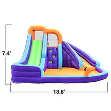 CocoNut Castles Double Slide Water Park with Climbing Wall & Water Cannon Multi