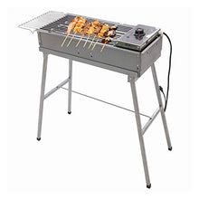NEWCES Barbecue Desk Electric and Charcoal Barbecue Grill Large Zinc Alloy BBQ Grill Indoor and Outdoor Smokeless Charcoal Grill with Strong Legs 2800W 24.4×10.6"×30.7" Tabletop Barbecue