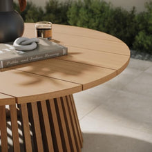 Modway Lane 39 Inch Teak Wood Outdoor Round Coffee Table in Natural – Slatted Patio Table with Pedestal Base for Patio, Balcony, Deck, Backyard, Terrace Or Sunroom