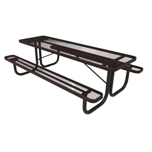 COATEDOUTDOORFURNITURE 8Ft Rect Picnic Table, Expanded, Brown