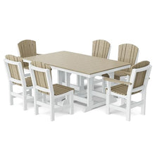 Wildridge Heritage 7-Piece 44"X72" Dining Set, Weathered Wood and White - Outdoor Weather Resistant Recycled Plastic Furniture for Patio