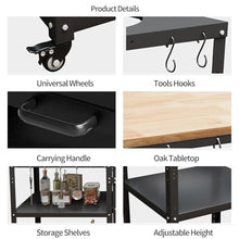 Grill Table for Big Green Egg Accessories,Compatible with L to MINI Models Big Green Egg,Kamado Joe,Heavy Duty Metal Outdoor Grill Station Prep Table with Storage