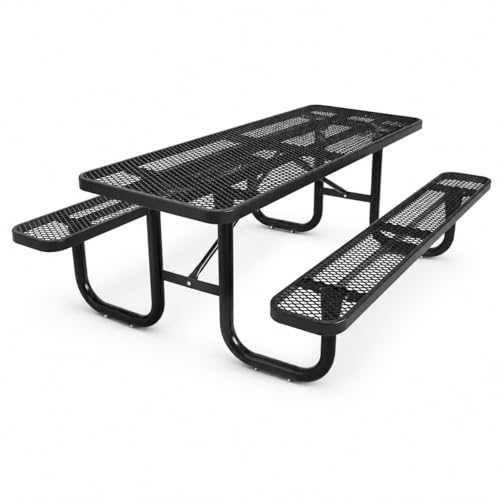 ENCASED Heavy-Duty Outdoor Picnic Table - 8ft (Black)