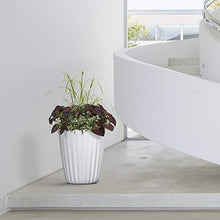 Crescent Garden Pleat Modern Decorative Planter, Indoor/Outdoor Pot, Resin Plant Pot with Drain Hole - 23" W x 27" H (Terracotta-Colored)