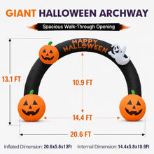 Wellcomer 20FT Inflatable Halloween Arch with Built-in LED Lights, Blow Up Entrance Archway with Pumpkins & Ghost for Party & Outdoor Decoration