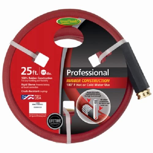 5/8" Inch x 25' Foot Premium Red Rubber Hot Water Garden Hose - Pack of (5)