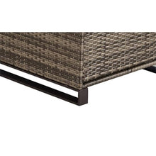 Afuera Living Modern Outdoor Side Table with Storage, Brown Frame, Handwoven All-Weather Resin Wicker, Roomy Drawer, Low Profile Wide Tabletop, Midcentury Design, Ideal for Patio or Outdoor Spaces