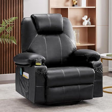 UOPYNE Oversized Swivel Rocker Recliner Chair with Heat and Massage, Big Single Sofa with Cup Holders and USB Charging Port, Comfortable Rocking Lounge Seat for Living Room