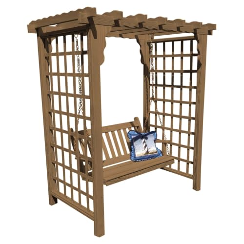 Keystone Amish Co. Bainbridge Cedar Arbor & Swing, 6-Foot, Mushroom Stain
