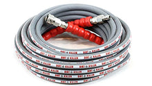 100 FT Grey Non Marking Pressure Washer Hose - Double Wire - 6000 PSI - Stainless Steel Quick Disconnects - Bend Restrictors