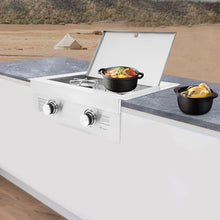Grilling Side Burners for Outdoor Kitchen, 3.5KW Stainless Steel Embedded Grill Burners, Duty Heavy Grill Burners with Cover Plate, Heat Dissipation Holes (Double Holes(Liquefied Petroleum Gas))