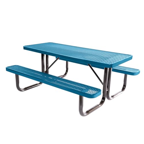 COATEDOUTDOORFURNITURE 6Ft Rect Picnic Table, Expanded, Light Blue