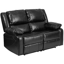 Emma + Oliver Black Faux Leather Loveseat with Built-in Recliners