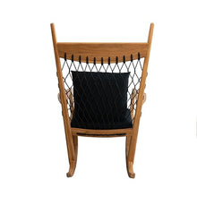 Bloomingville Teakwood and Woven Rope Rocking Chair with Cushions, Black and Natural