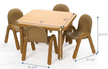 Children's Factory Angeles Baseline Preschool 30" Square Table & Chair Set Natural Wood