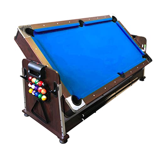 SIMBASHOPPING USA 7FT Multigame Pool Table Blue/Brown Air Hockey + Table Tennis