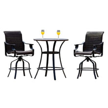 Direct Wicker 3PC Aluminum and Rattan Outdoor Serving Bar Set in Brown/Black