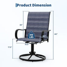 Garvee Patio Swivel Chair Set of 6 Outdoor Dining Chair Padded Mesh Blue
