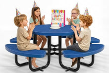OUTTANS Commercial Metal Picnic Table (Blue, 38in, Kids, Expanded Steel)
