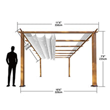 Paragon Outdoor 11' x 11' Florence Aluminum Pergola with Retractable Cream Canopy