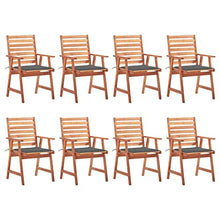 Patio Dining Chairs 8 Pcs with Cushions Solid Acacia Wood White and Other
