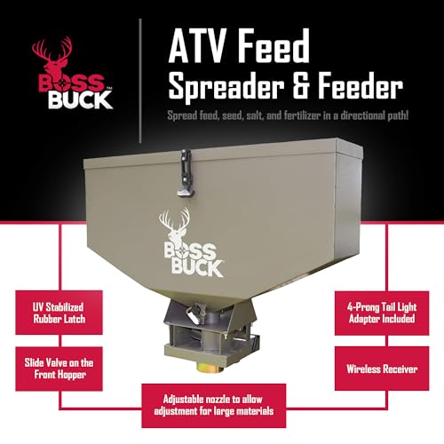 Boss Buck ATV Spreader with Adjustable Flow Rate & 4 Prong Tail Light Adapter, 2 Pack