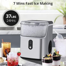GarveeTech Nugget Ice at Home with Portable Ice Maker - 33 LBS/24H Production, One-Click Operation, Self-Cleaning, Compact Design, and Perfect for Kitchen/Party Use