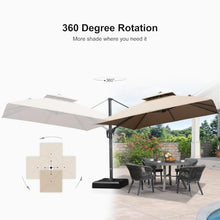 OROTLECT 10' x 13' Rectangular Double Top Cantilever TiltIng Umbrella With Base And 360° Rotation,Taupe