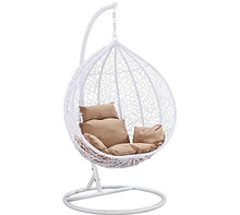 Island Gale Hanging Swing Wicker Basket Chair Outdoor Front Porch Furniture with Stand and Cushion