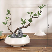 YXIANG56Q Fake Plants Chinese-Style Bonsai, Artificial Green Plants, Teahouse Tea Room Landscape Decoration Bonsai Tree(Black)