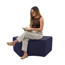 FDP 24" x 48" S-Curve Oversized Outdoor Ottoman Featuring Sunbrella Two-Tone - Weather-Resistant, Fade-Resistant, Assembled Patio Furniture for Backyard, Poolside Seating, 18" H - Indigo/Navy