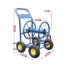 Hose Reels Metal Hose Cart 12-19MM Outdoor Hose Reel Garden Four-Wheel Industrial Wind Decoration Affordable Household Water Pipe Set (Color : BLUE-DN20, Size : Hose Reel+100M Pipe)