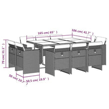 AMBERARD Patio Dining Set Set of 10 Gray Furniture Set