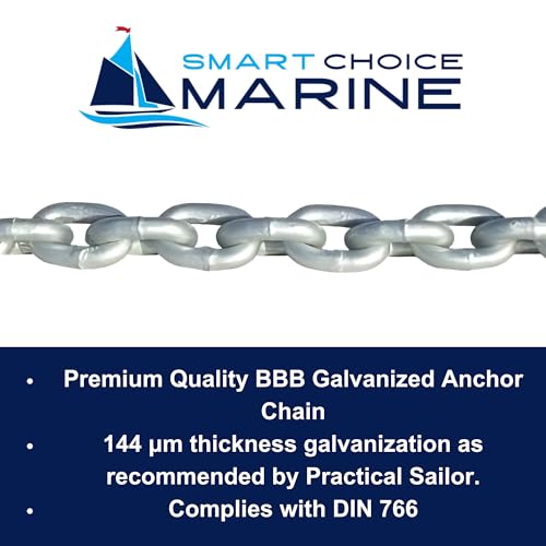 Smart Choice Marine Hot Dipped Galvanized BBB High Test Marine Anchor Chain 3/8" 100 Feet