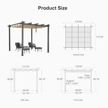 PURPLE LEAF Outdoor Pergola 10' X 10' Retractable Canopy Aluminum, Beige