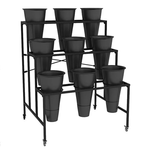 WXFJHH Flower Display Stand with Flower Buckets, Movable Plant Cart Shelf Cut Flowers Container Shelf, Florist Plant Display Shelves Flower Shelf Ladder, Florist Bouqu(Bucket-75×60×88cm)
