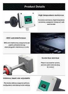MUNHJYCXP Pipeline Wind Speed Sensor Transmitter Anemometer Duct Type 4-20mA for Environmental Protection(0-5v Output,0-5m per s)