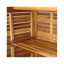 5 Piece Patio Bar Set Solid Acacia Wood with 2 Shelves and Footrests