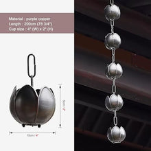 YUSIWOAL Petal Shape Rain Chain Gutter, Outdoor Decorative Eaves Drainage, Adjustable Purple Copper Downspout Alternative(Style2,200cm (78 3/4)