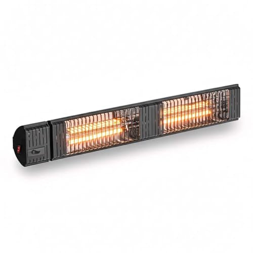 3,000 W Black Commercial Electric Infrared Heater (240 V) with Carbon-Fiber Heating Element & Halogen Bulb – Hardwired Wall/Ceiling Mount for Indoor or Outdoor Use