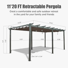 ANTSKU 11x20 FT Outdoor Pergola with Retractable Canopy Dark Grey